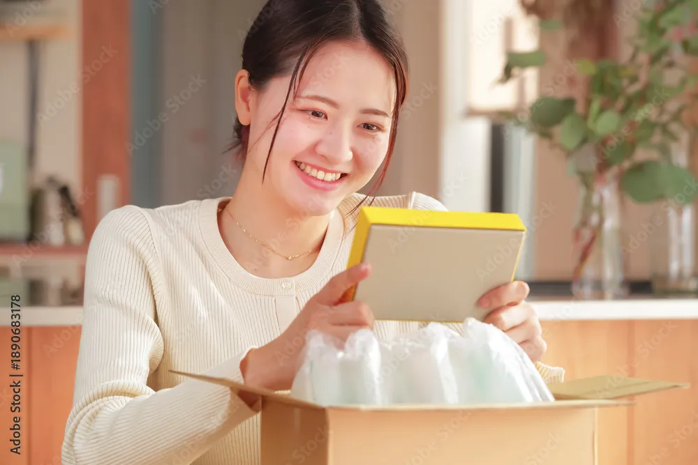 ギフトボックスを開けるインフルエンサー